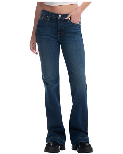 7 For All Mankind Dark Wash Mid Rise Dojo Jeans - Blue