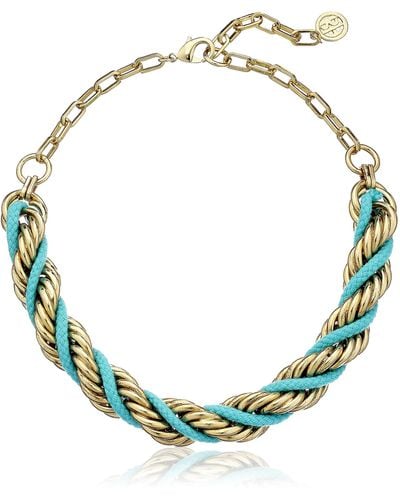 Ben-Amun St. Tropez Cord Turquoise Gold Necklace - Green