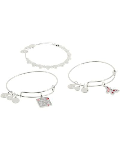 ALEX AND ANI Aa733123ss,you Make My Heart Flutter Set Of 3,shiny Silver,multi - White
