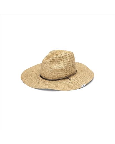 Volcom Voldora Wide Brim Straw Fedora Sun Hat - Natural