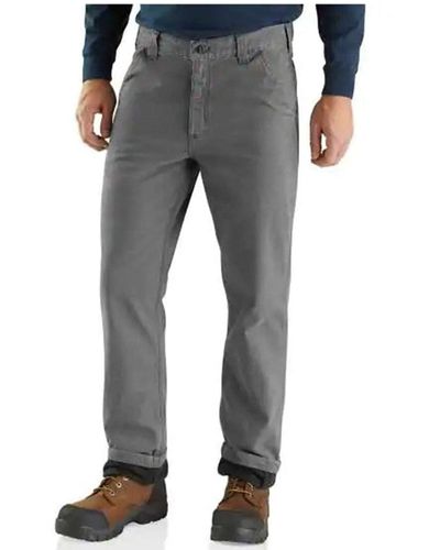Carhartt Rugged Flex Relaxed Fit Canvas Flannel-lined Utility Work Pant-gravel-38 X 34 - Gray