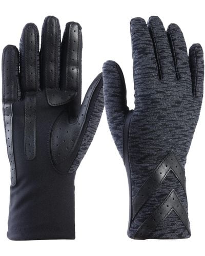 Isotoner S Spandex Touchscreen Cold Weather With Warm Fleece Lining And Chevron Details Gloves - Blue