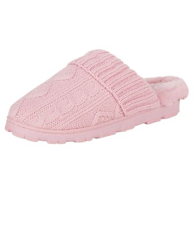 Jessica Simpson S Soft Cable Knit Slippers With Indoor/outdoor Sole - Pink