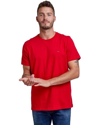Tommy Hilfiger Mens Flag Crew Neck Tee Pajama Top - Red