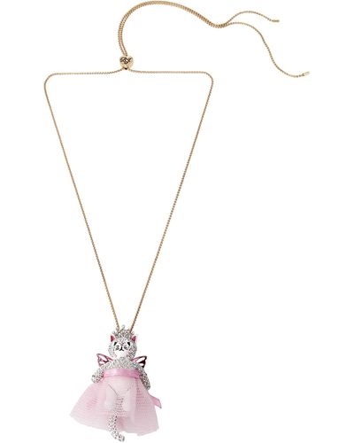 Betsey Johnson Cat Fairy Pendant Slider Necklace,pink,373163gld650 - Metallic