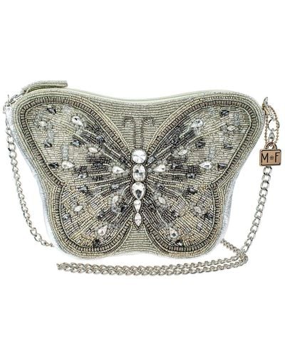 Mary Frances Flitter & Gleam Beaded Crossbody Butterfly Handbag - Gray