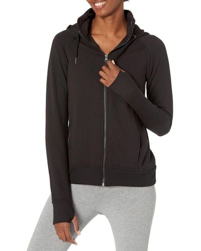 Jockey Womens Cozy Fleece Jacket Hooded Sweatshirt - Black