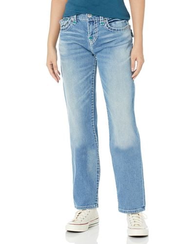 True Religion Brand Jeans Ricki Relaxed Straight Double Raised Stitched Jean - Blue