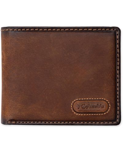 Columbia Extra Capacity Smooth Leather Bifold Wallet - Brown
