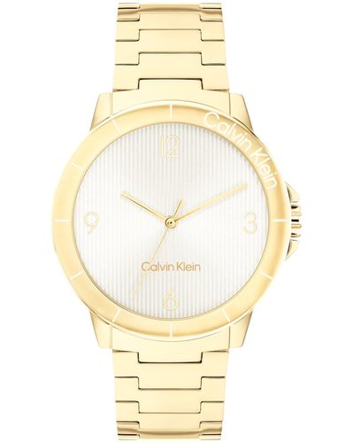 Calvin Klein 3h Quartz Watch Stainless Steel - Water Resistant 3 Bar - A Sporty Style For Fashion - 36 - Metallic