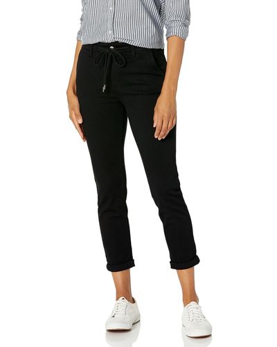 PAIGE Christy Pant High Rise Tapered Cuffed Above The Ankle In Black Shadow