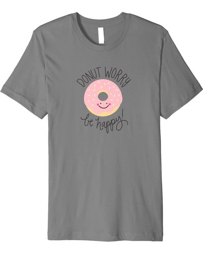Alpha Industries Donut Worry Be Happy Pink Smile Premium T-shirt - Gray