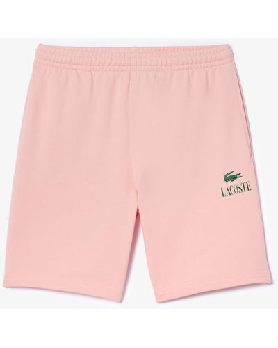 Lacoste Regular Fit Adjustable Waist Shorts W/medium Croc Graphic Near The Bottom Of The Leg - Pink