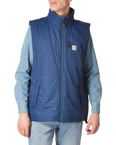 Carhartt Mens Rain Defender Relaxed Fit Lightweight Insulated Vest Work Utility Outerwear - Blue