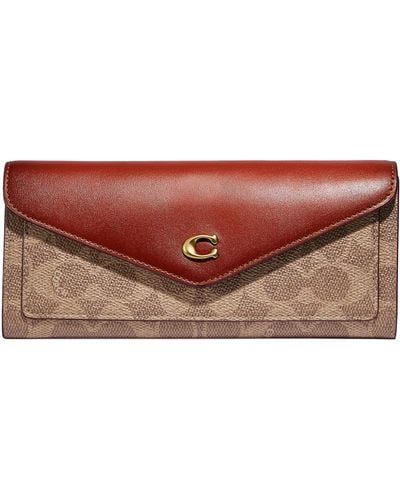 COACH Colorblock Coated Canvas Signature Wyn Soft Wallet - Red
