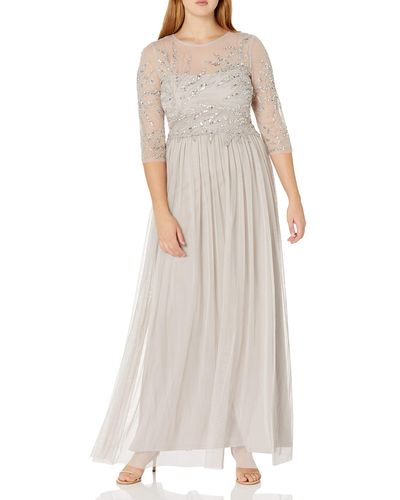 Adrianna Papell Long Beaded Dress - Multicolor