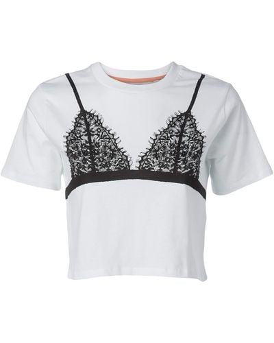 French Connection Short Sleeves Graphic Crop Top - Orange
