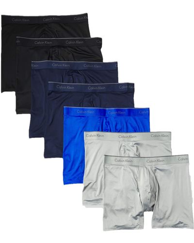 Calvin Klein Microfiber Stretch Multipack Boxer Briefs - Blue
