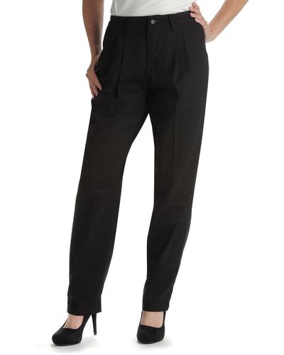 Lee Jeans Womens Relaxed-fit Pleated Pants - Black