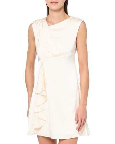 DKNY Petite Pleated Faux Wrap Dress - White