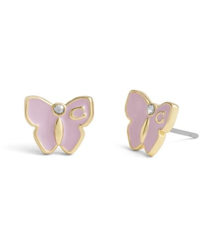COACH Signature Butterfly Stud Earrings - Pink