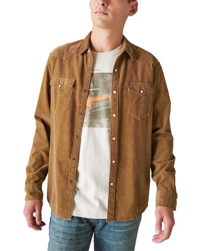 Lucky Brand Corduroy Western Long Sleeve Shirt - Brown