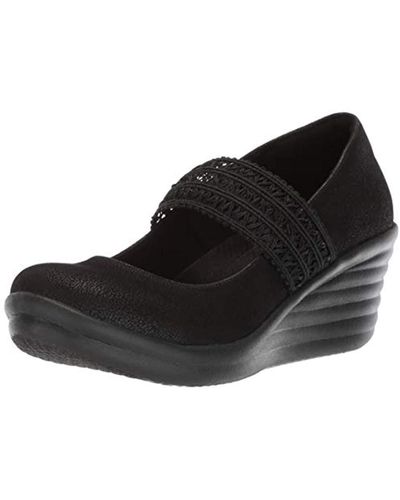 Skechers Rumbler Wave-crochet Strap Mary Jane Wedge Pump - Black