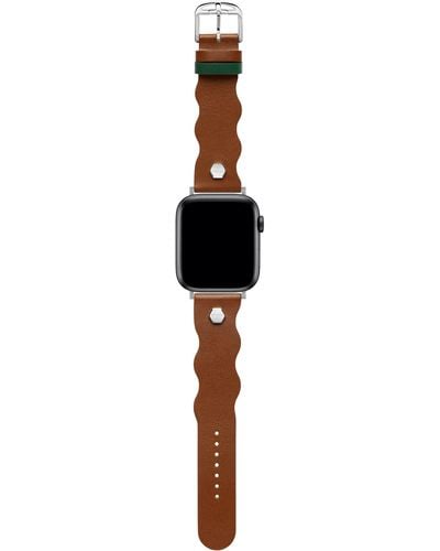 Ted Baker Tan Wavy Leather Strap Green Keeper For Apple Watch® - Black
