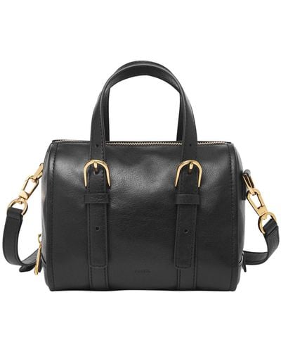 Fossil Carlie Leather Mini Satchel Purse Handbag - Black