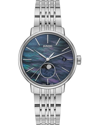 Rado Coupole Moonphase Mother Of Pearl Dial And Stainless Steel Bracelet - Blue