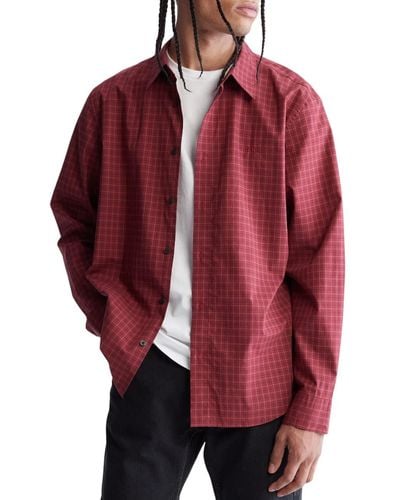 Calvin Klein Check Button-down Easy Shirt - Red