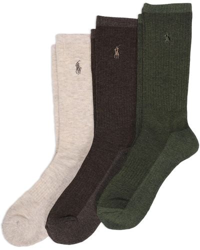 Polo Ralph Lauren Color Heather Casual Crew Socks 3 Pair Pack - Arch Support And Comfort - Multicolor