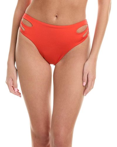 Trina Turk Standard Monaco Cutout High Waist Bikini Bottom-cheeky Coverage - Red