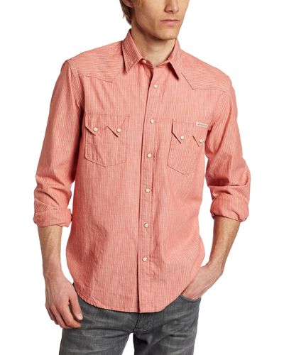 Lucky Brand S Stagecoach Stripe Western Shirt - Pink