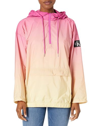 Calvin Klein Ombre Print Water Resistant Pullover Jacket - Pink