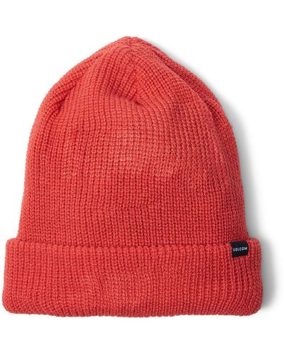 Volcom Sweep Roll Over Skullfit Lined Beanie - Red