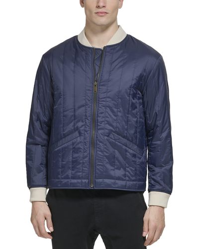Dockers Channel Quilted Open Bottom Bomber Jacket - Blue