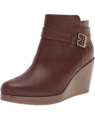 Dr. Scholls S One Up Wedge Bootie Copper Brown Synthetic 8.5 M