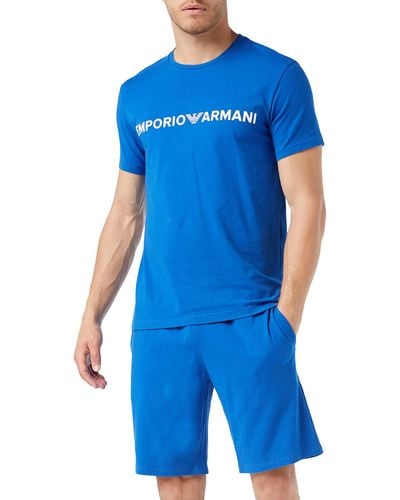 Emporio Armani Megalogo Pajamas - Blue