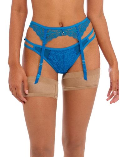 Freya Womens Temptress Suspender Bikini Style Underwear - Blue
