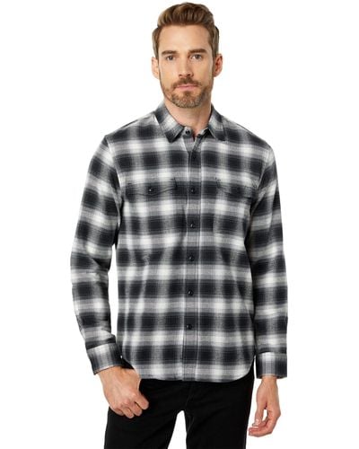Lucky Brand Plaid Workwear Cloud Soft Long Sleeve Flannel - Gray