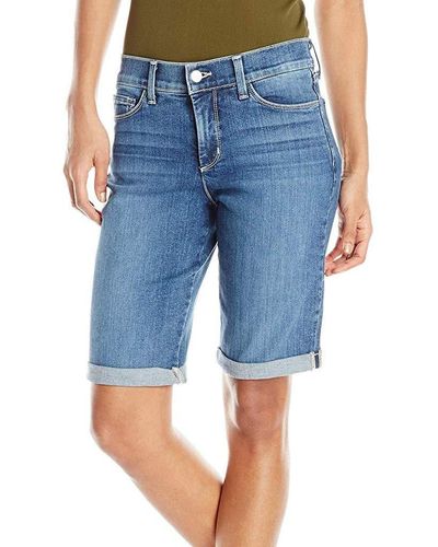 NYDJ Womens Briella Roll Cuff Jean | Long Slimming Denim Shorts - Blue