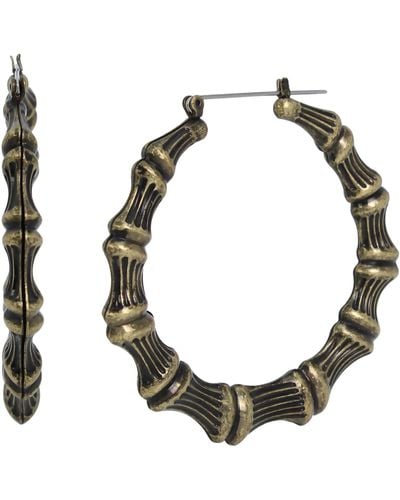 Betsey Johnson S Bamboo Hoop Earrings - Metallic