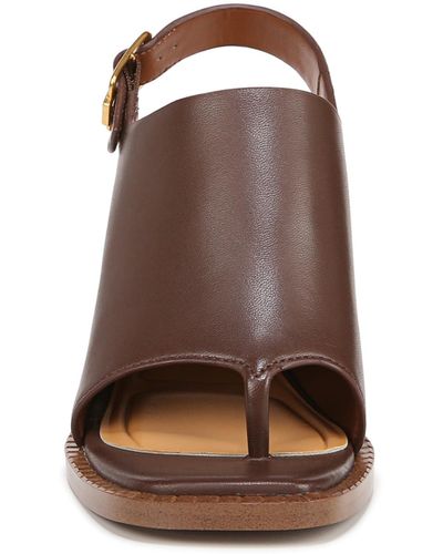 Franco Sarto Sarto S Atlas Slingback Block Heel Sandal Chocolate Brown Leather 8 M