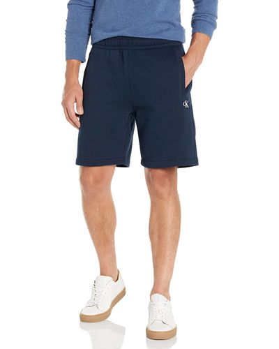 Calvin Klein Monogram Logo Fleece Shorts - Blue