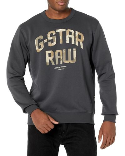 G-Star RAW Premium Graphic Crew Neck Sweatshirt - Gray