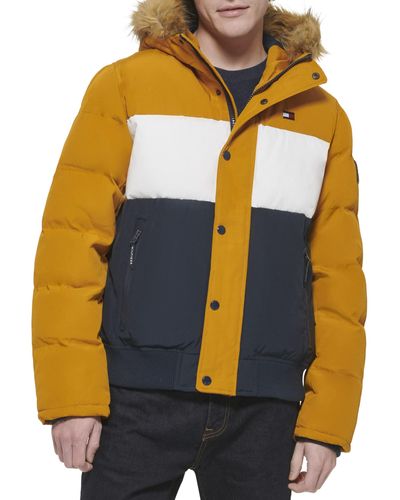 Tommy Hilfiger Quilted Arctic Cloth Snap Front Snorkel Bomber Jacket Parka - Multicolour