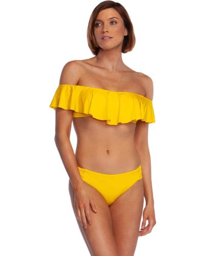 Trina Turk Standard Off Shoulder Ruffle Bandeau Bikini Swimsuit Top - Yellow