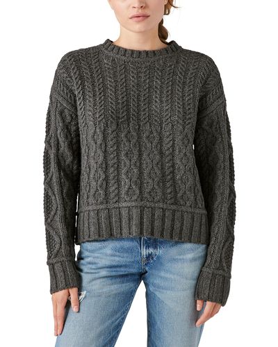 Lucky Brand Cable Crew Sweater - Black