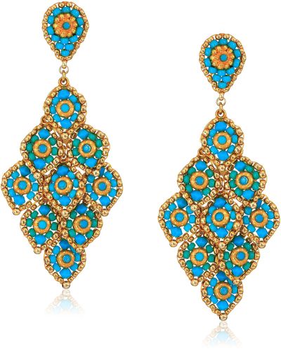 Miguel Ases Marquise Cluster Turquoise Movable 3d Swarovski Drop Earrings - Blue